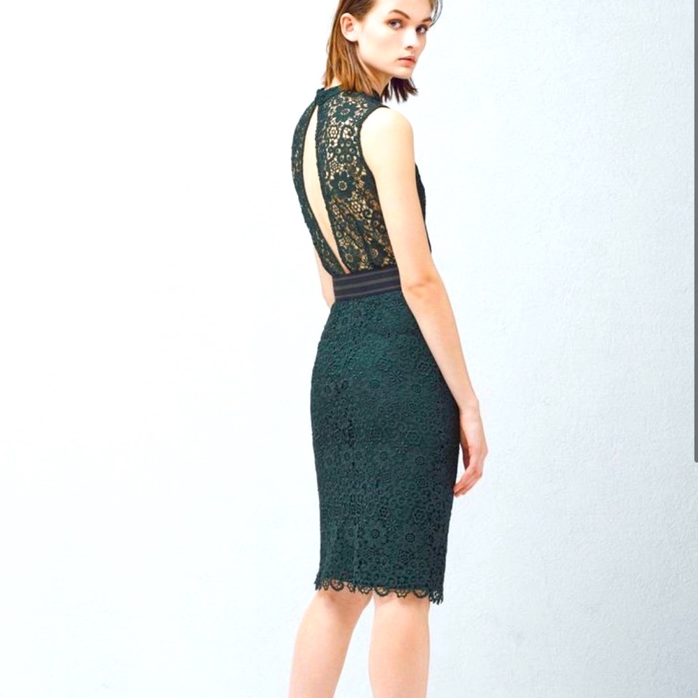 Mango Lace Dress - open back in Emerald Green Size: 6